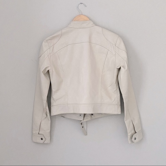 URBAN BEHAVIOR Beige Leather Moto Jacket - Picture 2 of 7